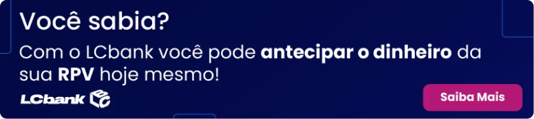 Logo LCbank e texto: "Com o LCbank você pode antecipar o dinheiro da sua RPV hoje mesmo!